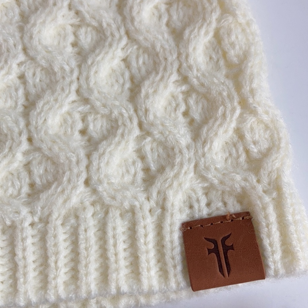 Frye off white cable knit beanie winter hat - Picture 2 of 7
